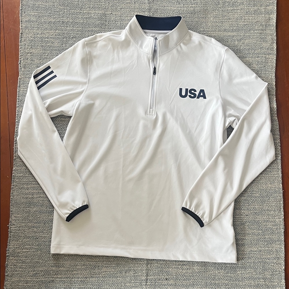 Adidas Men's USA Golf Lightweight Layering quarter-zip pullover White Large